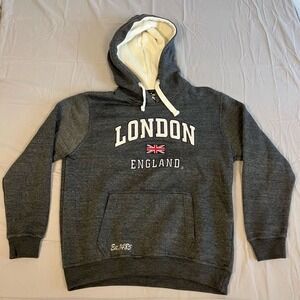 GWCC Hoodie Adult XL Heather Gray‎ Fleece Lined Embroidered England Flag Cotton